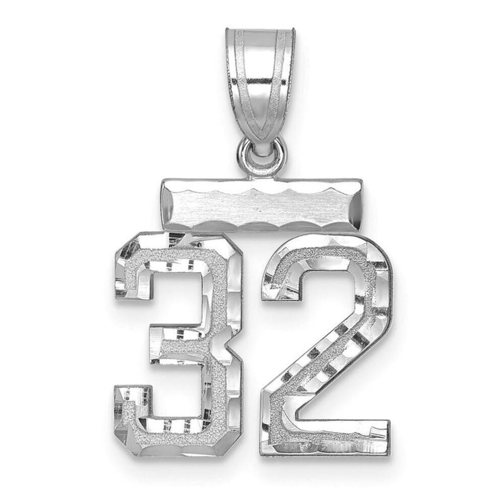 14k White Gold, Varsity Collection, Small D/C Pendant, Number 32
